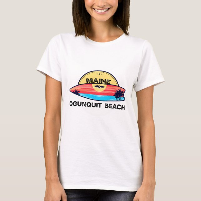 Camiseta Ogunquit Beach Maine Surfboard Beach Surfing  (Anverso)