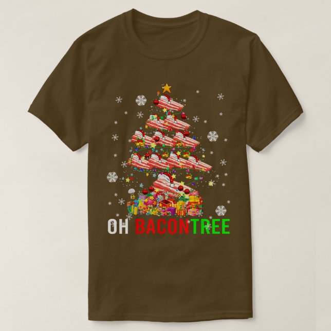 Camiseta Oh Árbol Bacon Divertido árbol de navidad alumbrad (Diseño del anverso)