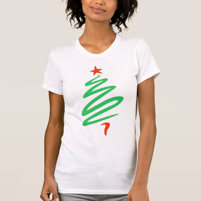 Camiseta Oh Árbol de Navidad Tee de Mujeres Rojas Verdes (Anverso)