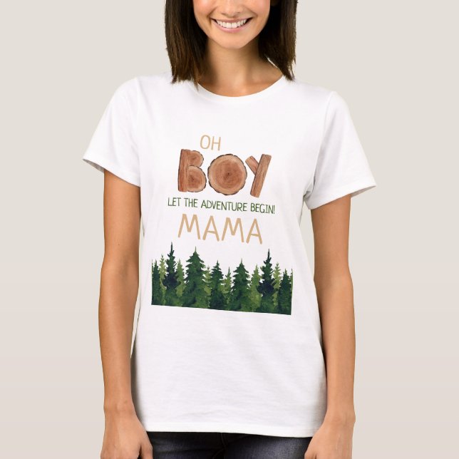 Camiseta Oh Boy Mama Woodland Baby Shower (Anverso)