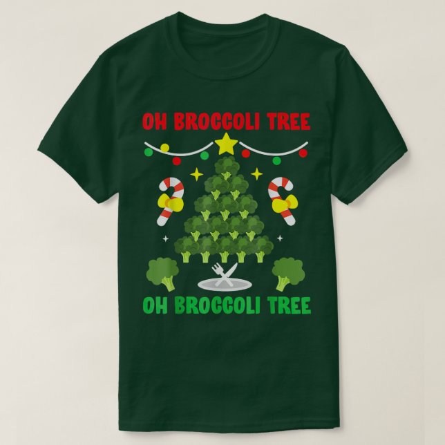 Camiseta Oh Broccoli Tree Funny Vegetarian Vegan Navidades (Diseño del anverso)
