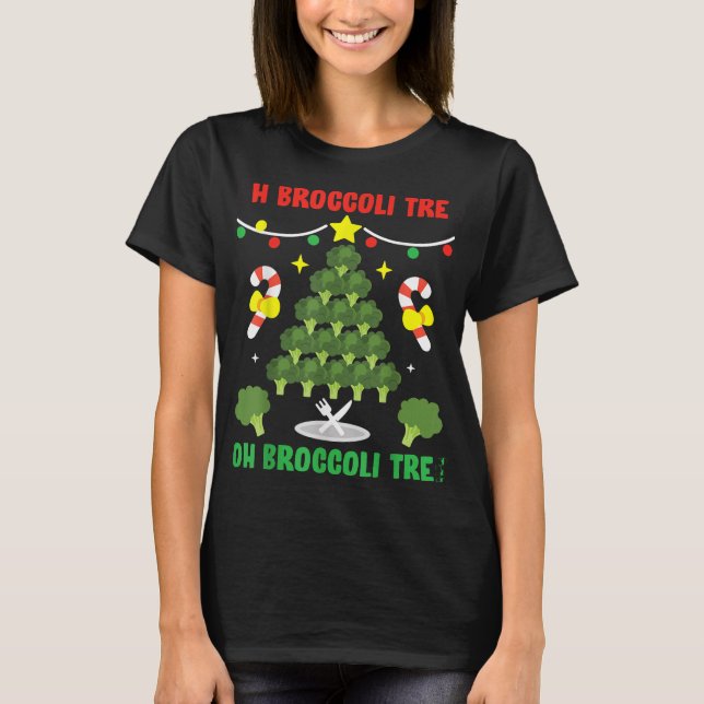 Camiseta Oh Broccoli Tree Funny Vegetarian Vegan Navidades (Anverso)