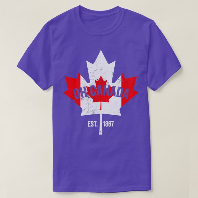 Camiseta Oh Canada Canadian Flag Maple Leaf Est  (Diseño del anverso)