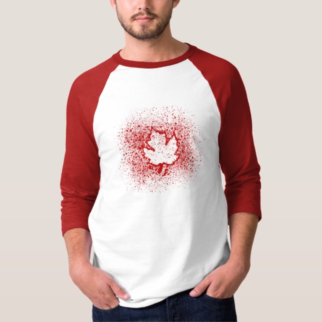 Camiseta ¡Oh, Canadá! Hoja roja de la pintada (Anverso)