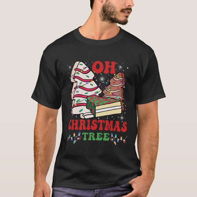 Camiseta Oh Christmas Tree Cake Xmas Lights Funny Mating (Anverso)