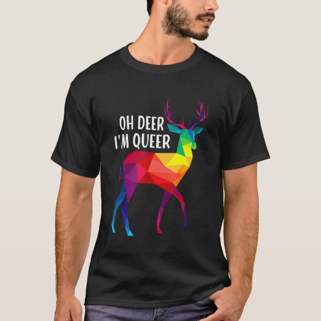 Camiseta Oh ciervo, soy el mes del orgullo gay arcoiris LGB (Anverso)