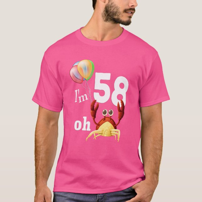 Camiseta Oh Crap Tengo 58 Años. 58º Cumpleaños Humor Crab (Anverso)