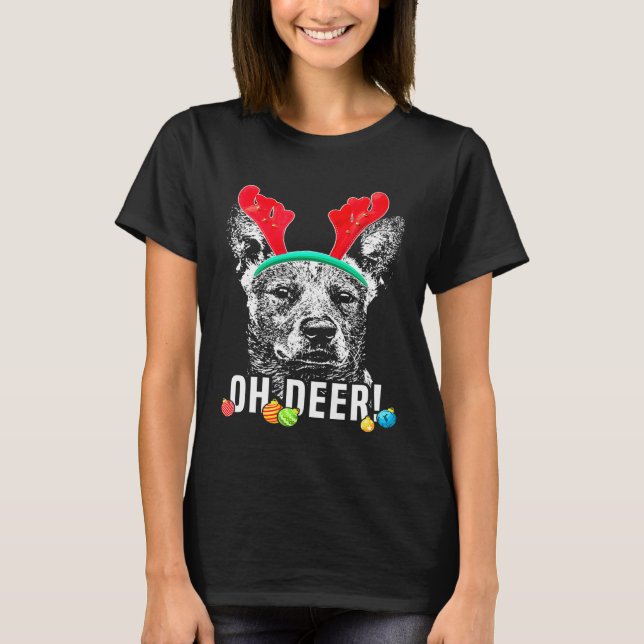 Camiseta Oh Deer Australian Cattle Dog Xmas (Anverso)