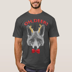 Camiseta Oh Deer Fox Xmas Red Bowtie Christimas Outfit T-Sh