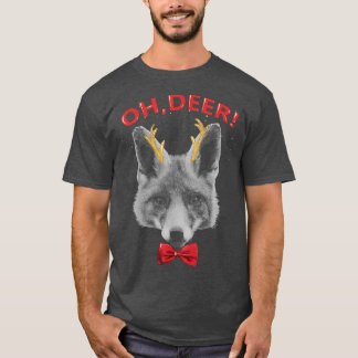 Camiseta Oh Deer Fox Xmas Red Bowtie Christimas Outfit T-Sh