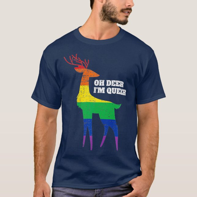 Camiseta Oh Deer Im Queer LGBT Orgullo gay arcoiris (Anverso)