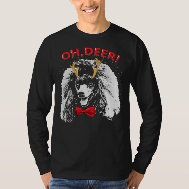Camiseta Oh Deer Poodle Xmas Red Bowtie (Anverso)