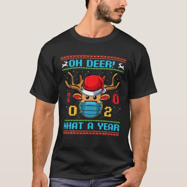 Camiseta Oh Deer Qué Año 2020 Feliz Navidad Rein (Anverso)