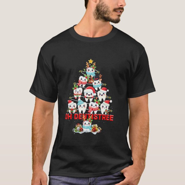 Camiseta Oh Dentistree Dentist Dental Christmas Tree Tooth (Anverso)