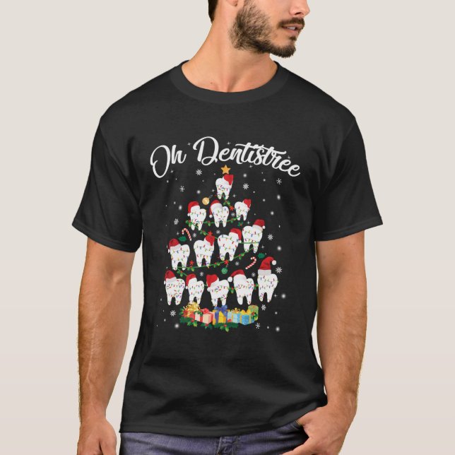 Camiseta Oh Dentistree Santa Hat Árbol de Navidad Graciosas (Anverso)