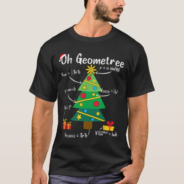 Camiseta Oh geometree divertida navidad árbol geometría mat (Anverso)