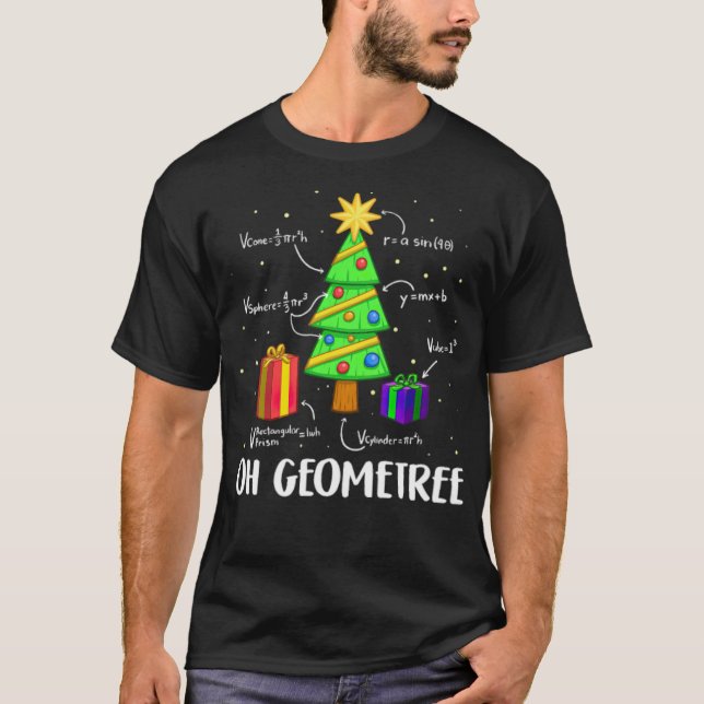 Camiseta Oh Geometrio Árbol de Navidad Math Lover montando  (Anverso)