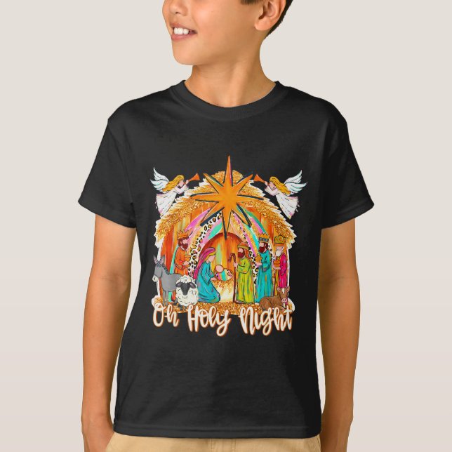 Camiseta Oh Holy Night Christian Jesus Holiday Christmas Pa (Anverso)