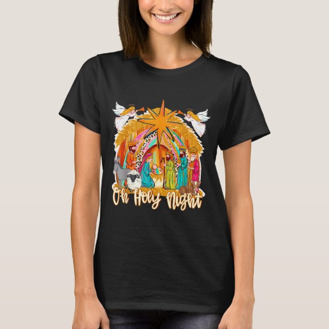 Camiseta Oh Holy Night Christian Nativity Scene Christmas R (Anverso)