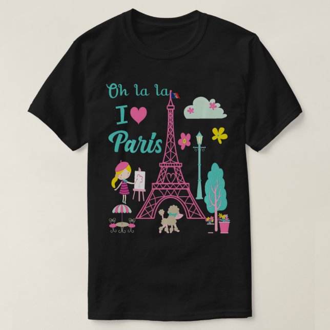 Camiseta Oh la la I love Paris Eiffel Tower French Traditio (Diseño del anverso)