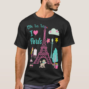 Camiseta Oh la la I love Paris Eiffel Tower French Traditio