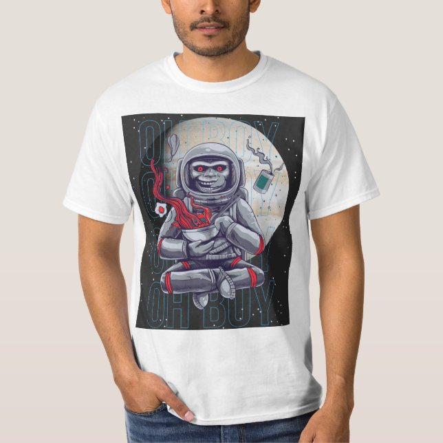 Camiseta oh mono chico en el espacio (Anverso)
