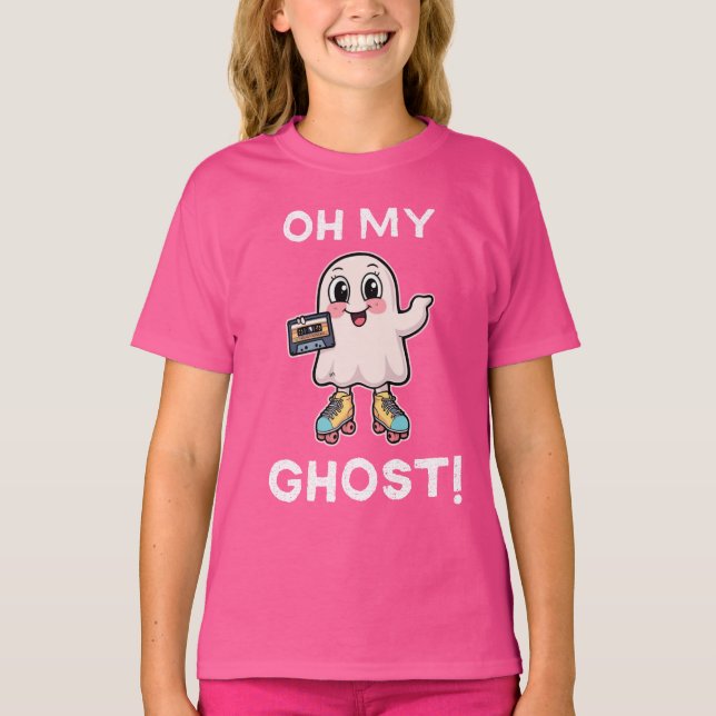 Camiseta Oh My Ghost! Cute Punning Ghost on Skates (Anverso)