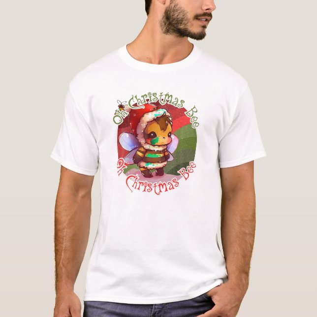 Camiseta Oh Navidades Bee Cute Kawaii Xmas Navidades de abe (Anverso)