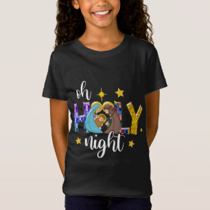 Camiseta Oh Noche Santa Bebé Jesús Feliz Navidad Paja