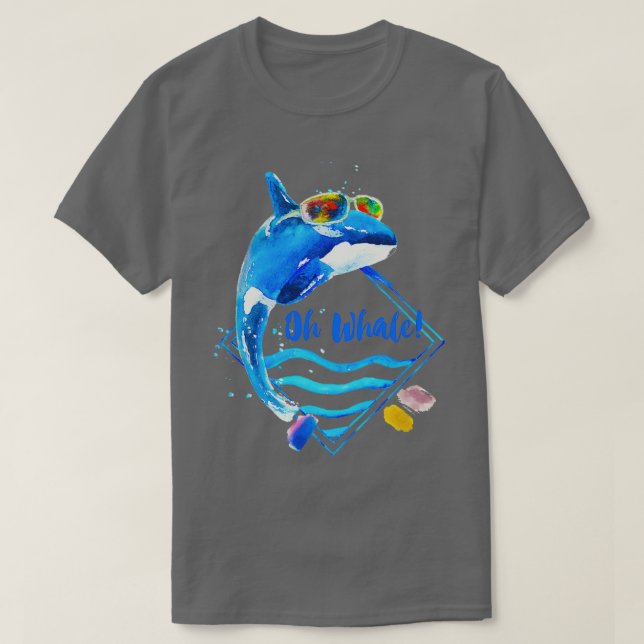 Camiseta Oh Orca ballena con gafas de sol flor divertido (Diseño del anverso)