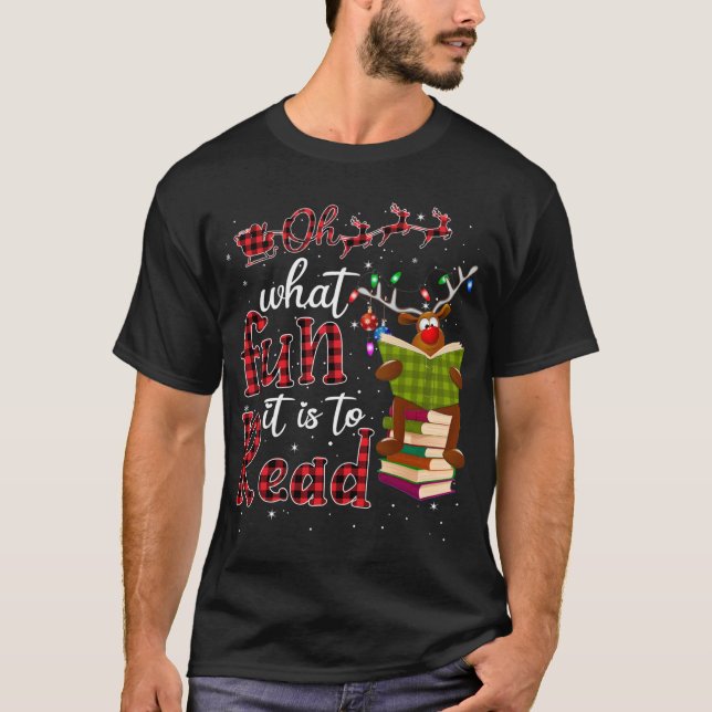 Camiseta Oh Qué Diversión Es Leer Navidades Cortos Renos (Anverso)