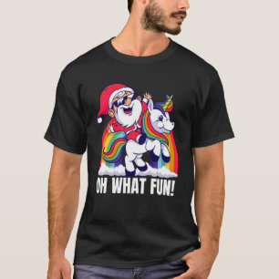 Camiseta Oh Qué Navidades divertidos Santa Rainbow Unicorn