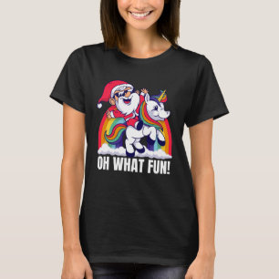 Camiseta Oh Qué Navidades divertidos Santa Rainbow Unicorn