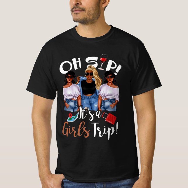 Camiseta Oh Sip es un viaje de Chicas Fiesta de vino divert (Anverso)