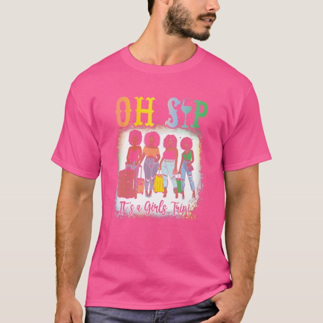 Camiseta Oh Sip Es Una Mujer Negra Fiesta De Vino Divertido (Anverso)