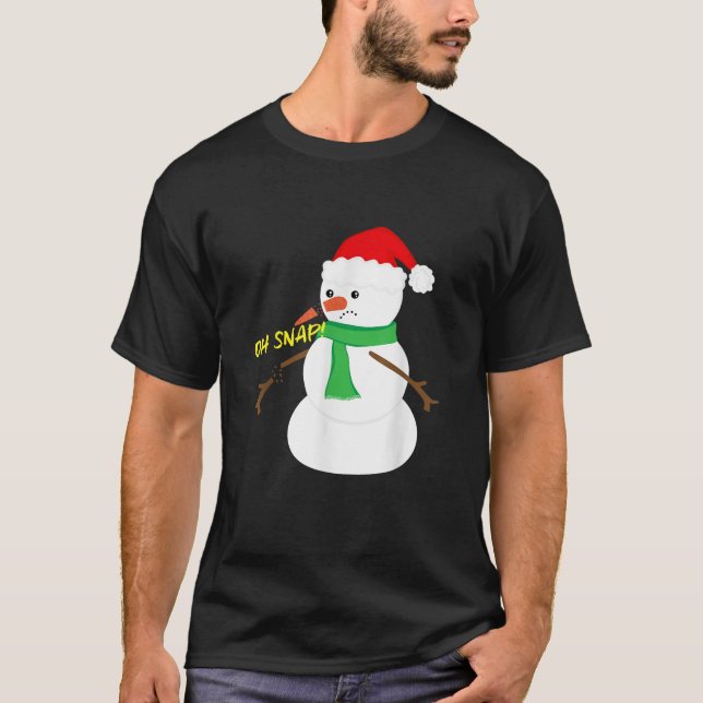 Camiseta Oh Snap Broken Nose Arm Snowman Navidades T Shirt (Anverso)
