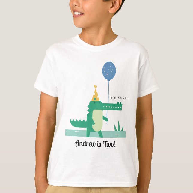 Camiseta Oh Snap Cute Alligator Niños Fiesta de Cumpleaños (Anverso)