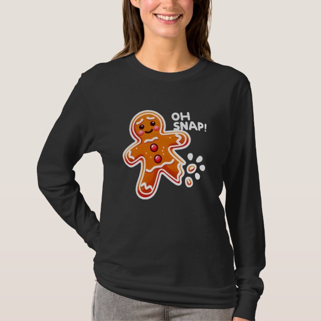 Camiseta ¡Oh Snap! Funny Gingerbread Man Cookie Broken Leg  (Anverso)