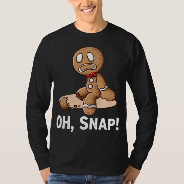 Camiseta Oh Snap Gingerbread Cookie Man Broken Leg Amputee (Anverso)
