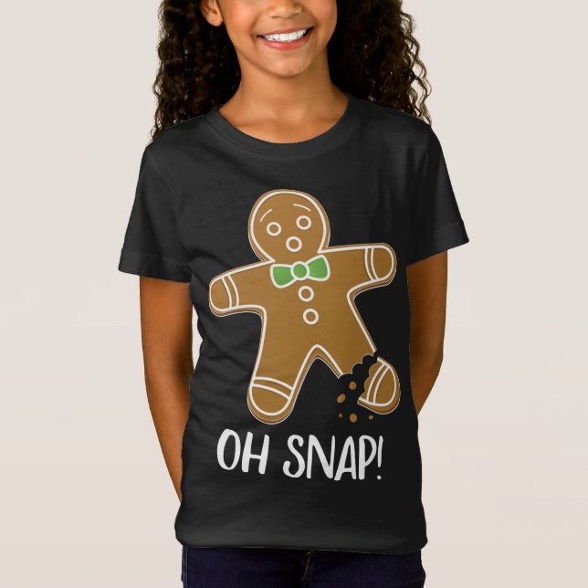 Camiseta Oh Snap Gingerbread Man Cookie Broken Leg Funny (Anverso)