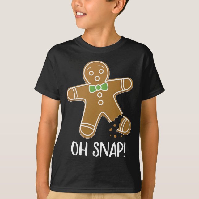 Camiseta Oh Snap Gingerbread Man Cookie Broken Leg Funny (Anverso)