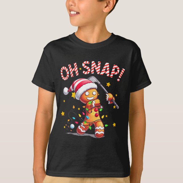 Camiseta Oh Snap Gingerbreadman Xmas Golfer Golf Christmas  (Anverso)