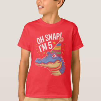 Camiseta Oh Snap I'm 5 Birthday Party Alligator, Crocodile