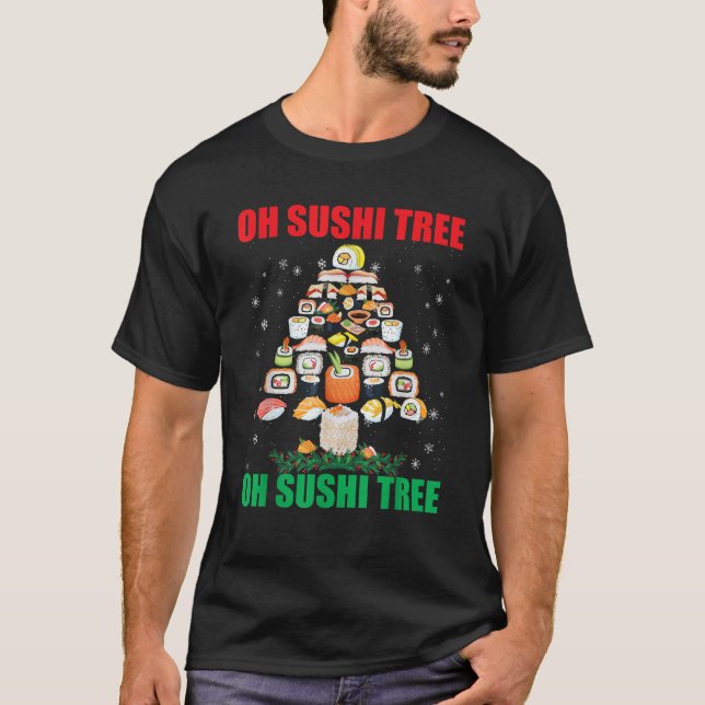 Camiseta Oh Sushi Tree Funny Navidades de comida japonesa r (Anverso)