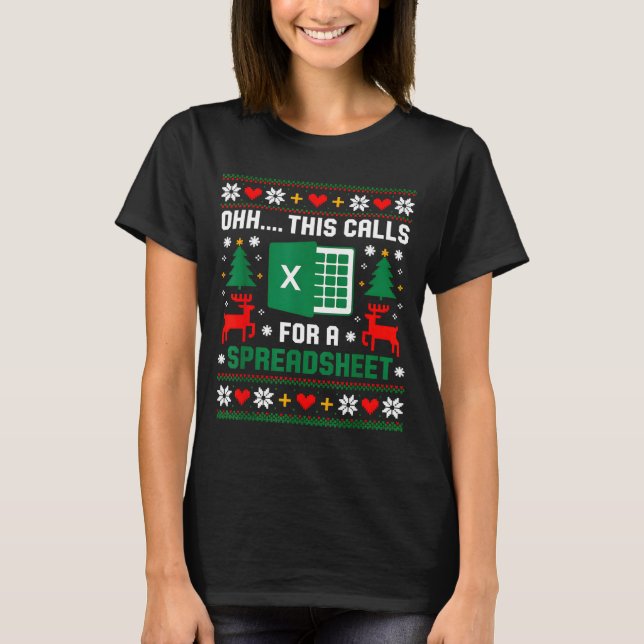 Camiseta Oh This Calls For A Spreadsheet Christmas Santa Ex (Anverso)