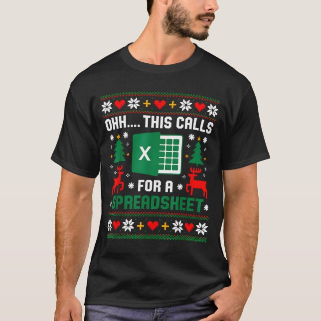 Camiseta Oh This Calls For A Spreadsheet Christmas Santa Ex (Anverso)