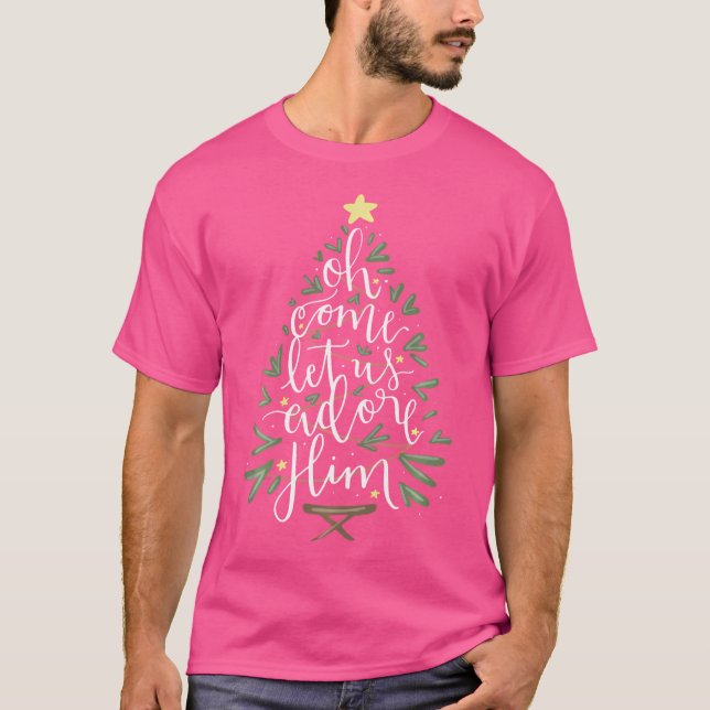 Camiseta Oh Ven, déjanos Adorarle a Jesús Navidades cristia (Anverso)