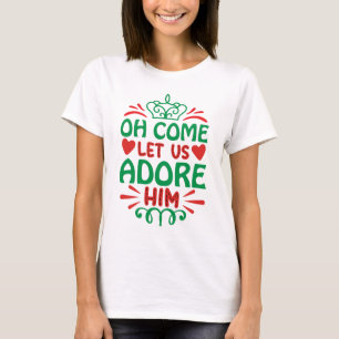 Camiseta Oh, Ven, Déjanos Adorarle Rojo/Verde