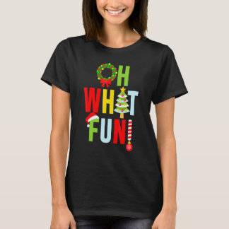 Camiseta Oh What Fun Christmas  With Wreath And Tree