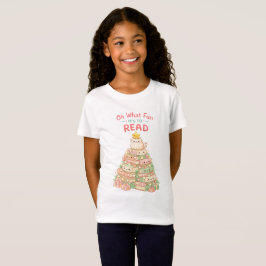 Camiseta Oh What Fun It's to Read Christmas Cute Cat Books